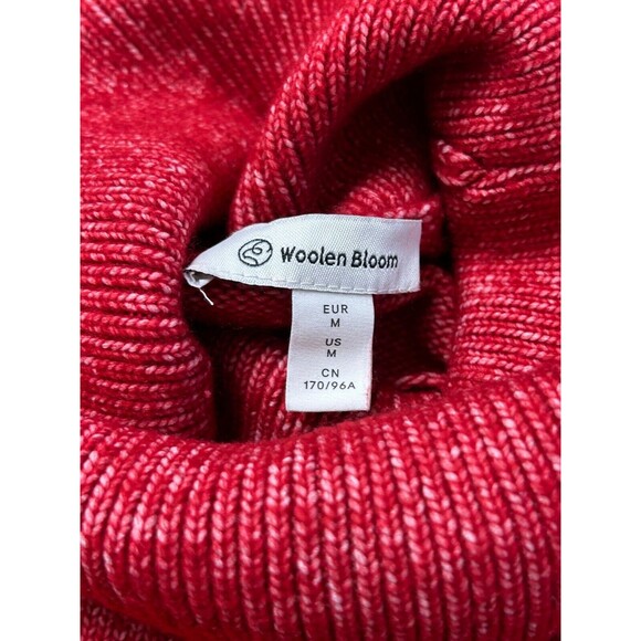Woolen Bloom Women's Sweater Medium Red Ribbed Turtle Neck 8% Australian Wool - Picture 6 of 7